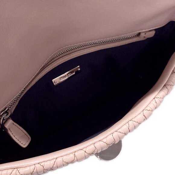 miumiu Miu Crystal/Matelasse Cameo (pink) Leather Shoulder Bag 595-051525 - Picture 12 of 14